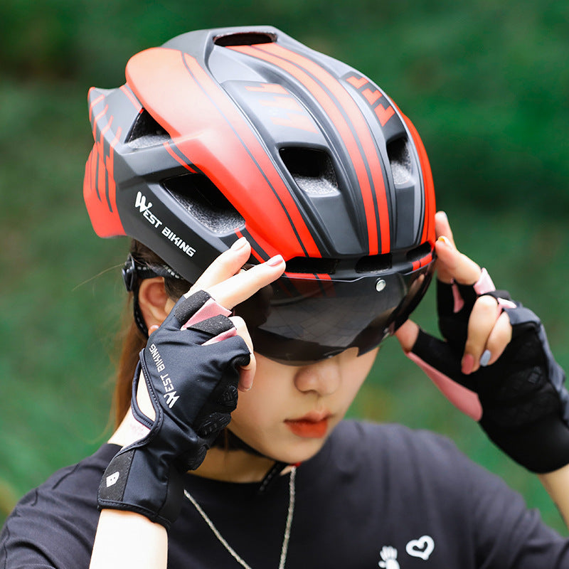 Cycling Integrated With Goggles Helmet