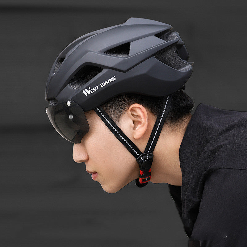 Cycling Integrated With Goggles Helmet